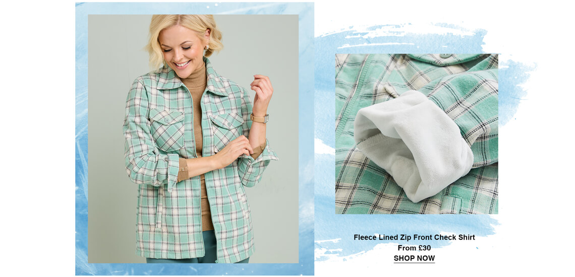 Fleece Lined Zip Front Check Shirt - LN432